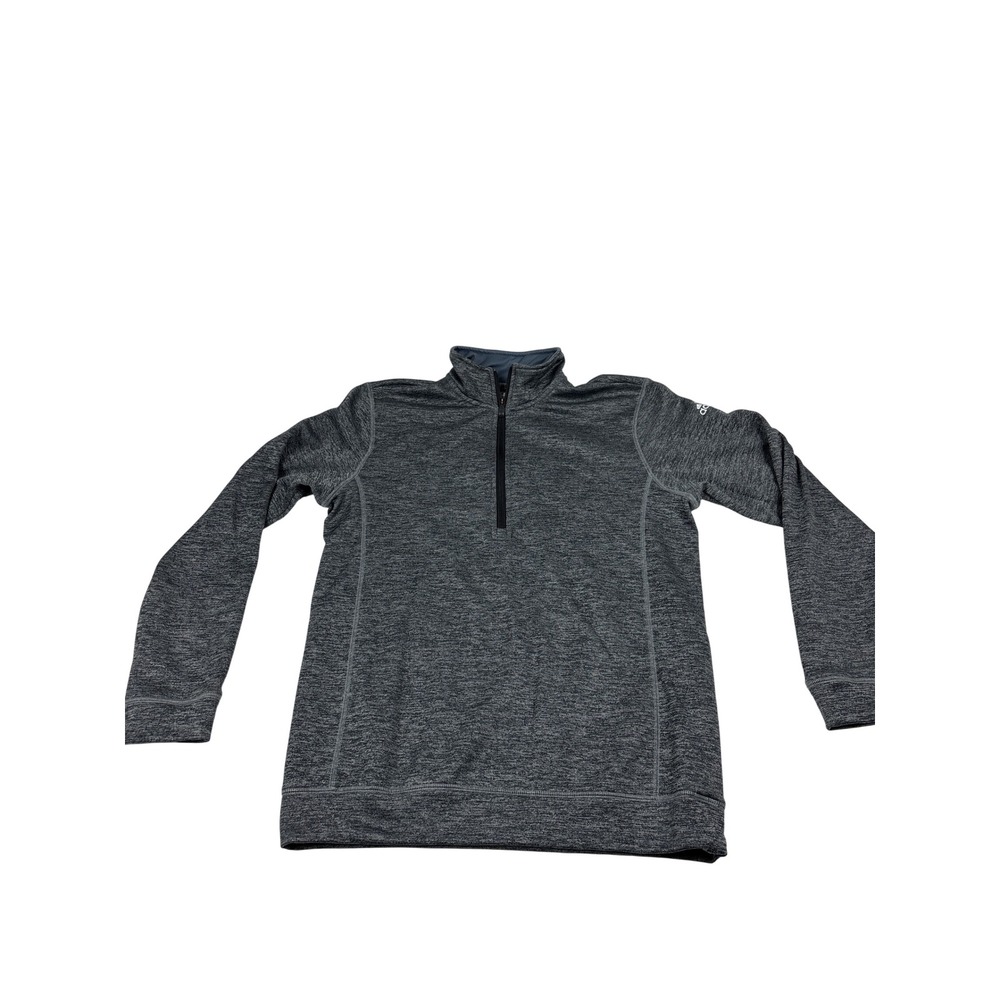 Adidas Mens Climawarm Quarter Zip Pullover Charcoal Gray Heathered Fleece Large